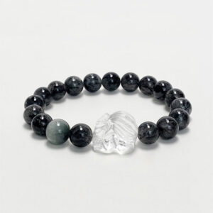 "Cloud Ascender" Black Rutilated Quartz & Eagle Eye Crystal Fox Bracelet