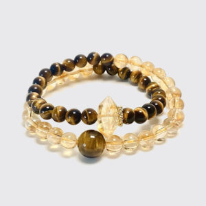 "Sunlit Mountain" Double-Layer Tiger Eye & Citrine Beaded Bracelet