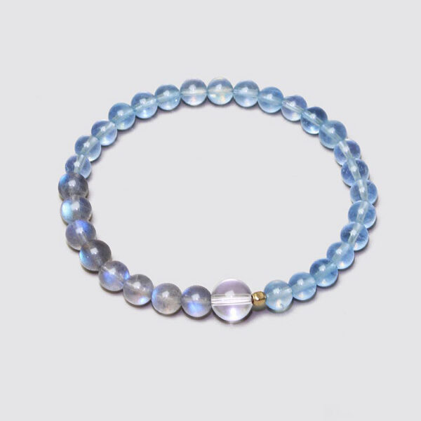 "Serene Tide" Natural Aquamarine & Gray Moonstone Bracelet