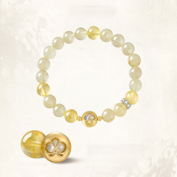 "Solar Flare" Natural Citrine & Rutilated Quartz Bracelet