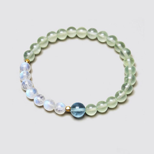 Natural Prehnite Aquamarine Moonstone Bracelet