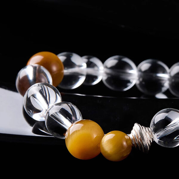White Realm Amber Light Natural Rock Crystal Stretch Bracelet