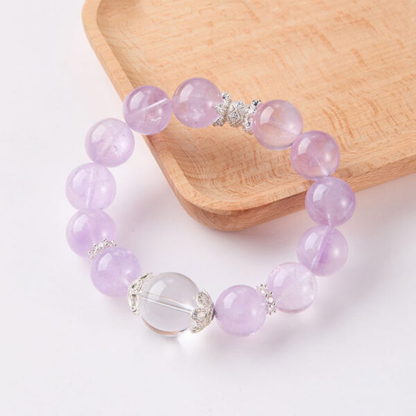 Dream Women's Natural Amethyst & White Crystal Bracelet, Elegant Hand Chain