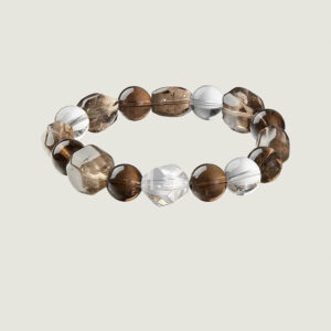"Shan He Ling" Natural Smoky Quartz & White Crystal Raw Bead Bracelet