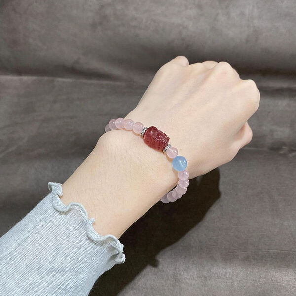 Strawberry Quartz + Pi Xiu Charm + Pink Aventurine & Aquamarine