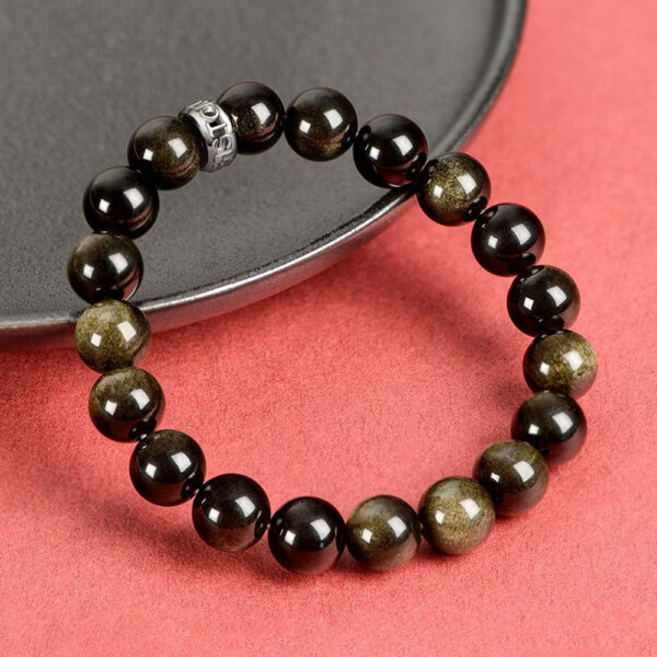 Golden Aura Men's Gold Sheen Obsidian Bracelet