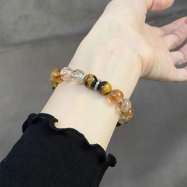 Year of Abundance: Tiger's Eye Black Tower Crystal & Super Seven Beaded Bracelet for Women