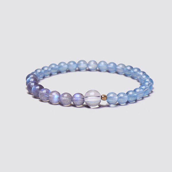 "Serene Tide" Natural Aquamarine & Gray Moonstone Bracelet
