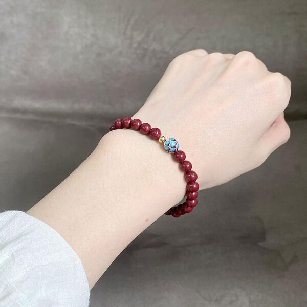 Lotus Blessing" Pure Cinnabar & Sterling Silver Bracelet