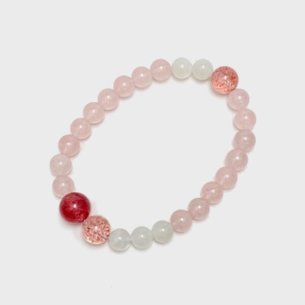 "Blossom Moon" Strawberry Quartz & Peach Moonstone Bracelet