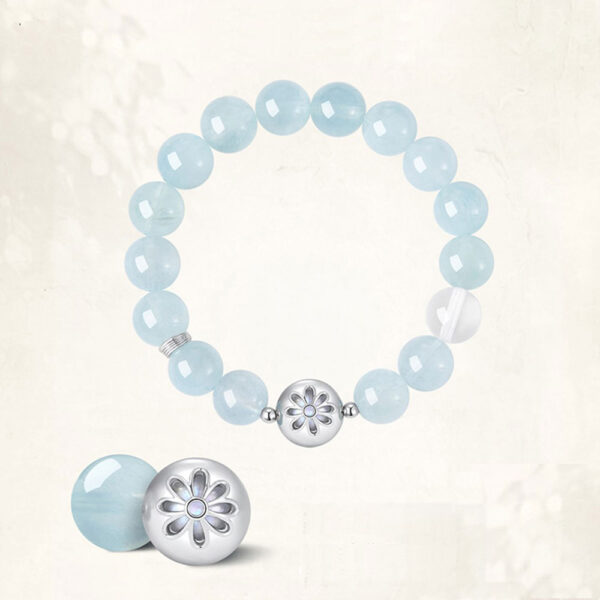 Ocean Whisper" Aquamarine Bracelet for Women - Elegant Stress-Relief Crystal Jewelry