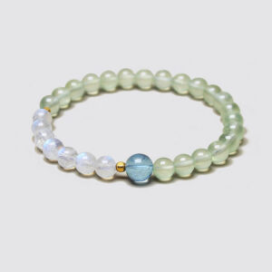 Natural Prehnite Aquamarine Moonstone Bracelet