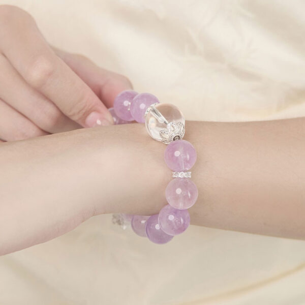Dream Women's Natural Amethyst & White Crystal Bracelet, Elegant Hand Chain