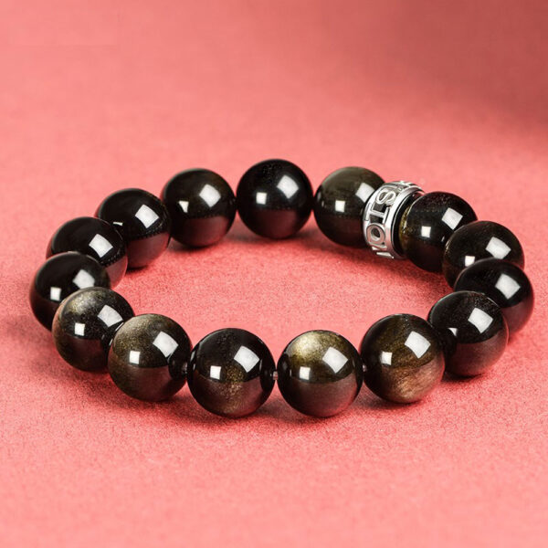 Golden Aura Men's Gold Sheen Obsidian Bracelet