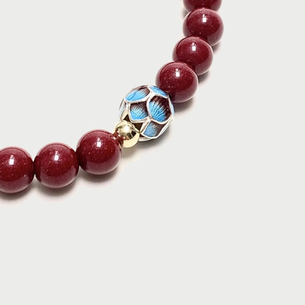 Lotus Blessing" Pure Cinnabar & Sterling Silver Bracelet