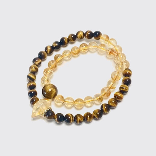 "Sunlit Mountain" Double-Layer Tiger Eye & Citrine Beaded Bracelet