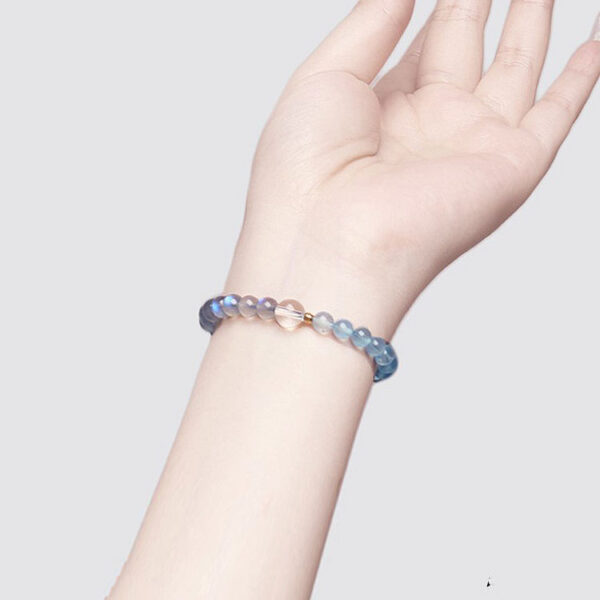"Serene Tide" Natural Aquamarine & Gray Moonstone Bracelet