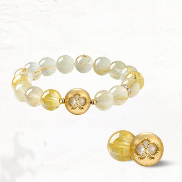 "Solar Flare" Natural Citrine & Rutilated Quartz Bracelet