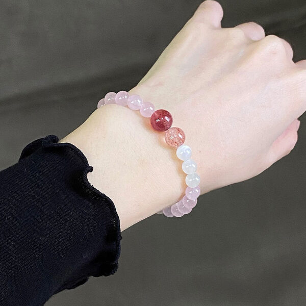 "Blossom Moon" Strawberry Quartz & Peach Moonstone Bracelet