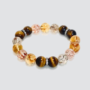 Year of Abundance: Tiger's Eye Black Tower Crystal & Super Seven Beaded Bracelet for Women