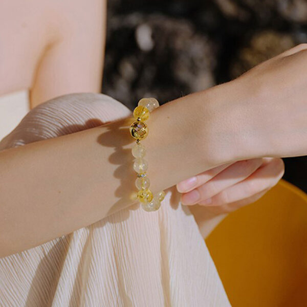 "Solar Flare" Natural Citrine & Rutilated Quartz Bracelet