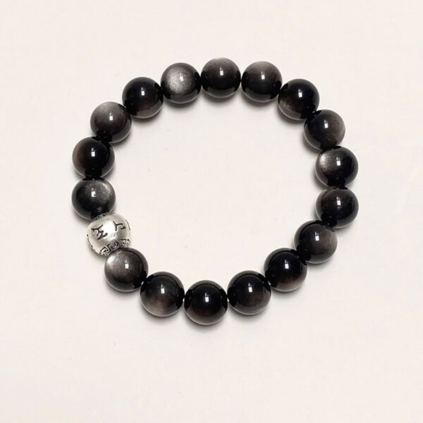 Abundance & Prosperity Black Obsidian Sterling Silver Bracelet - Image 2