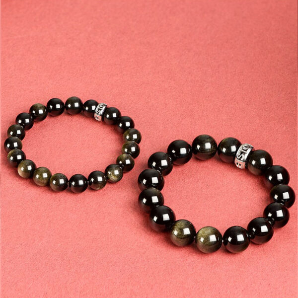 Golden Aura Men's Gold Sheen Obsidian Bracelet