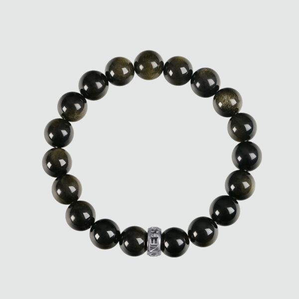 Golden Aura Men's Gold Sheen Obsidian Bracelet