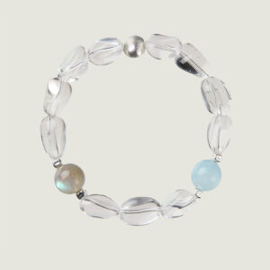 Natural Raw White Quartz Bracelet for Women with Aquamarine & Labradorite