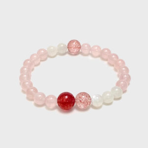 "Blossom Moon" Strawberry Quartz & Peach Moonstone Bracelet