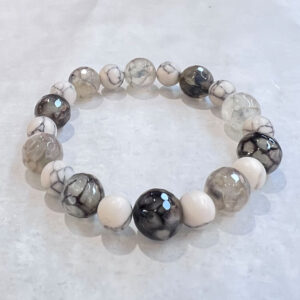Patience and Inner Peace Gray Agate Howlite Bracelet for Safety